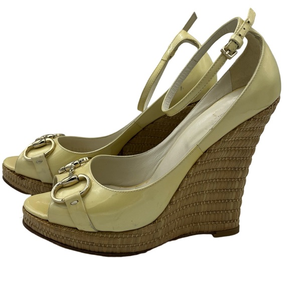 GUCCI ESPADRILLES in PALE YELLOW PATENT LEATHER - Picture 5 of 9